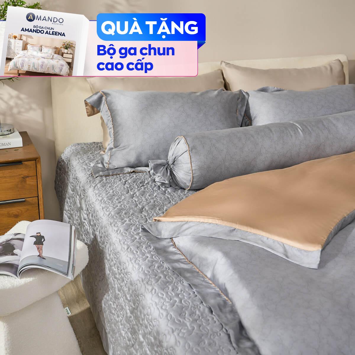 Bộ chăn ga phủ chần Lụa Tencel cao cấp Amando Élan 5 chi tiết TC003 - Thumbnail