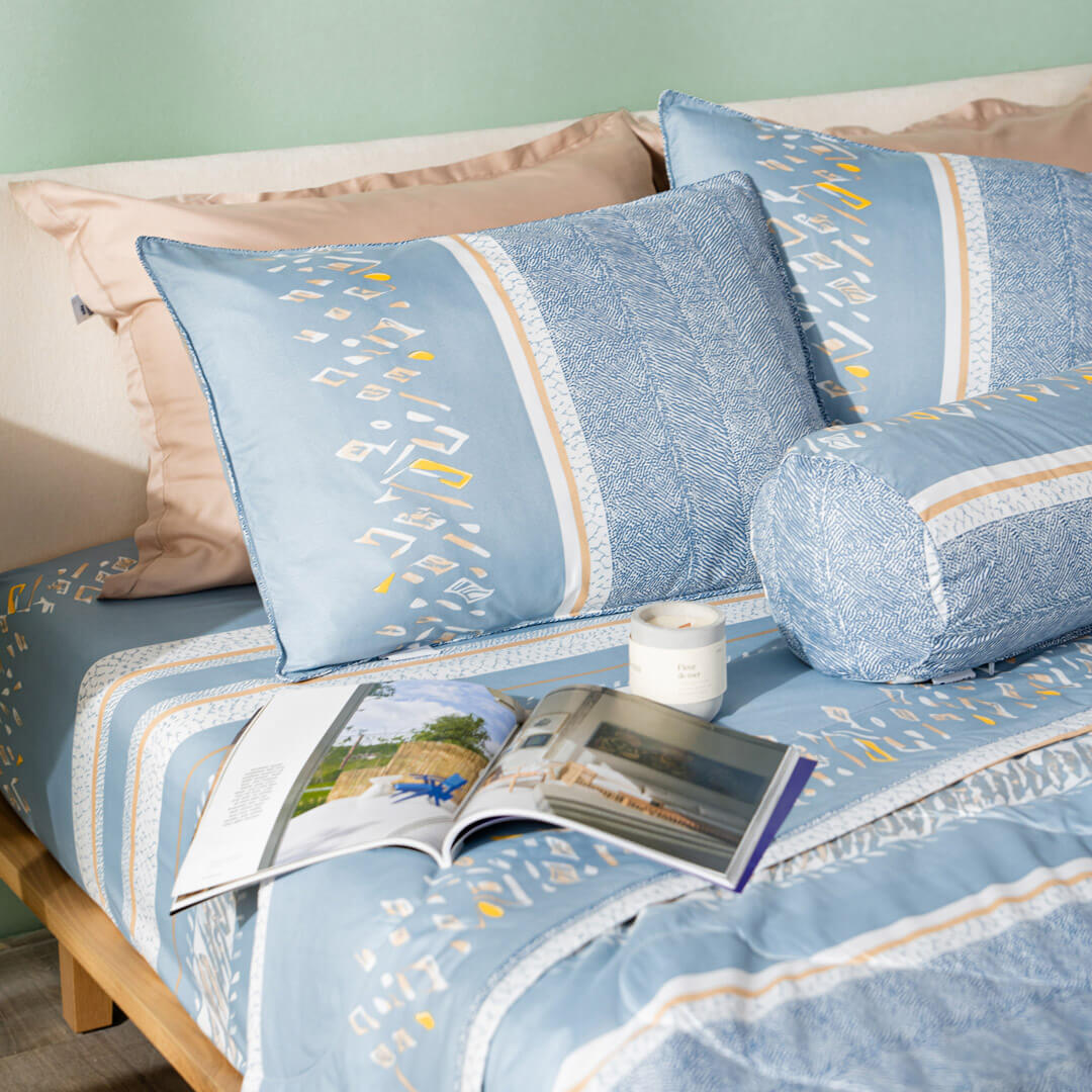 Bộ Ga chun microfiber Amando Ellie họa tiết 5 chi tiết M02