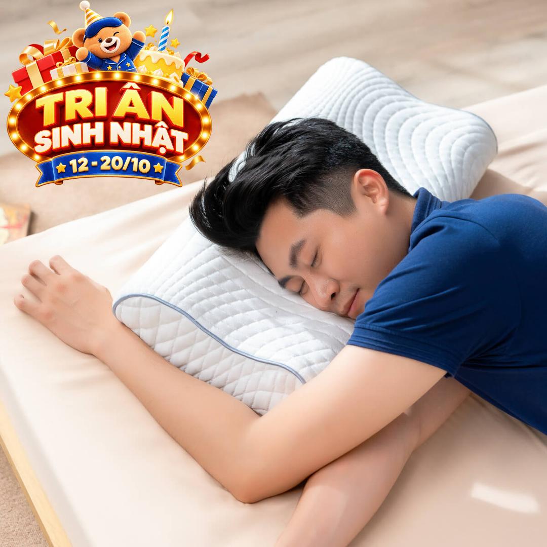 Gối foam Goodnight Nori 1.0 lượn sóng nâng đỡ cổ vai gáy