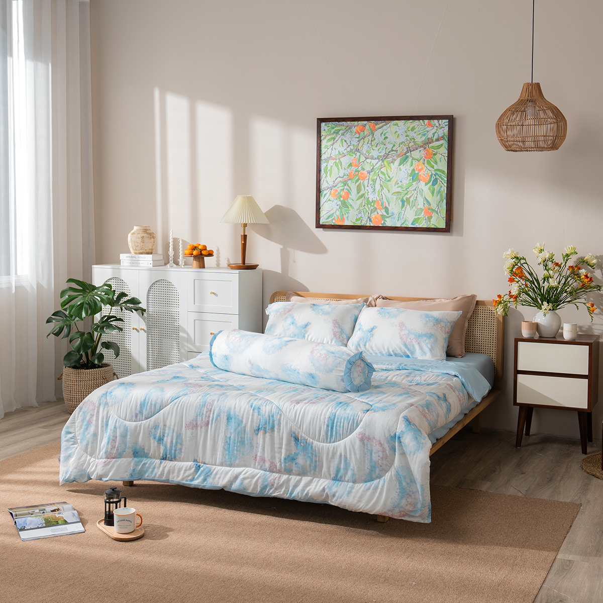 Bộ ga chun sợi gỗ thiên nhiên tencel Amando Aleena 5 chi tiết