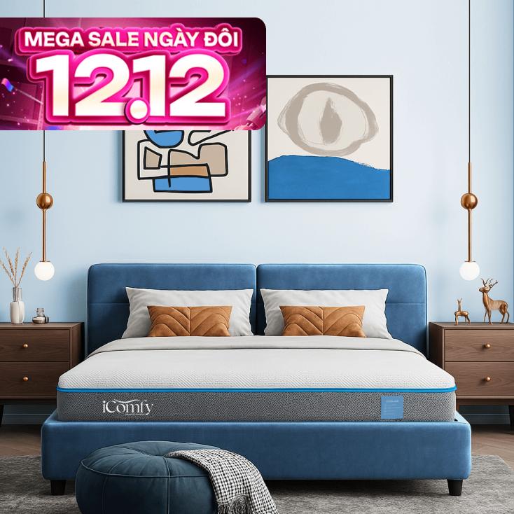 Nệm foam iComfy Coolax massage thoáng mát dày 15cm