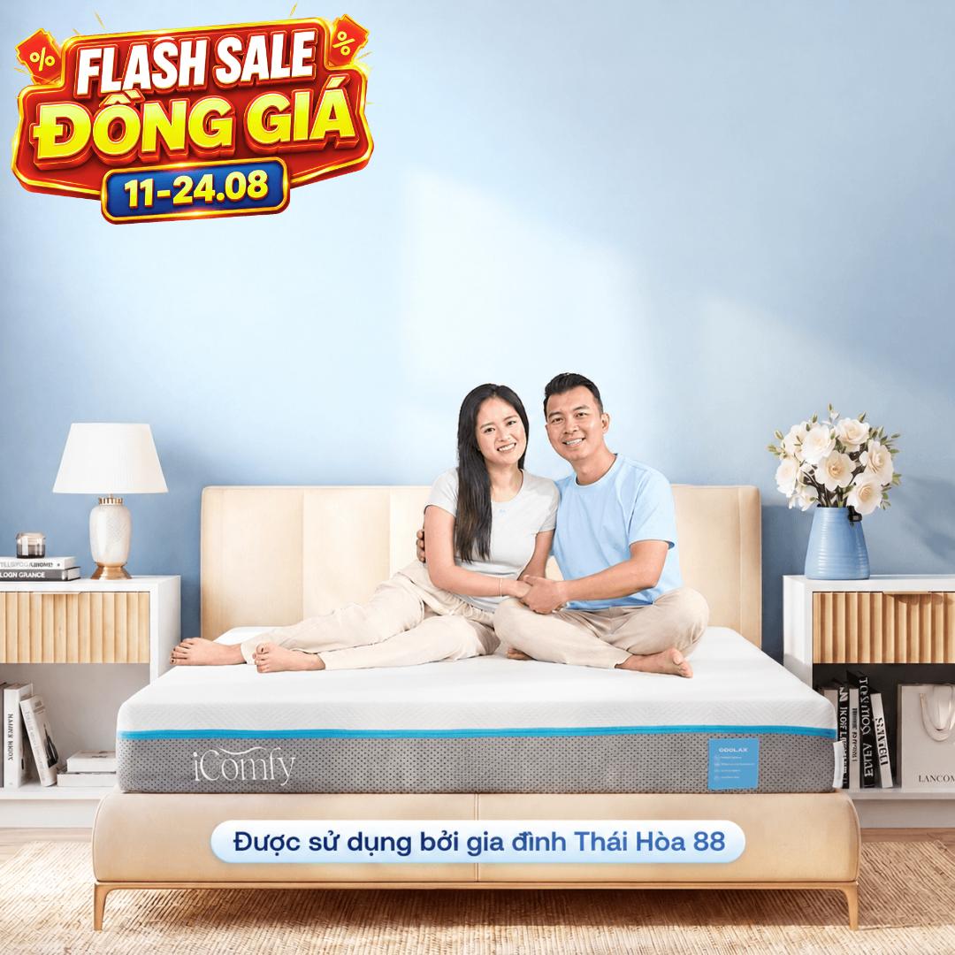 [BST Ngủ Mát] Nệm foam iComfy Coolax đa tầng thoáng mát, massage thư giãn dày 15cm