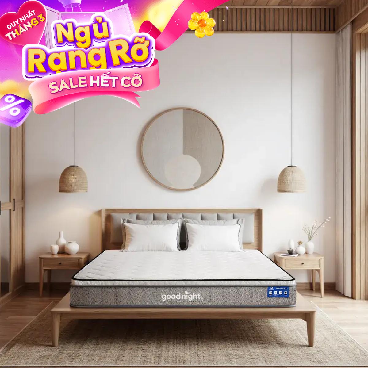 Nệm lò xo Goodnight SleepWave Hybrid (Sleep Wave 4.0) giảm tiếng ồn dày 20cm