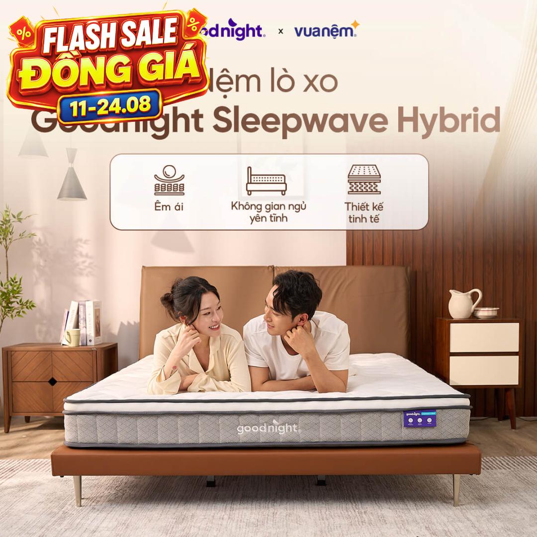 Nệm lò xo Goodnight SleepWave Hybrid (Sleep Wave 4.0) giảm tiếng ồn dày 20cm