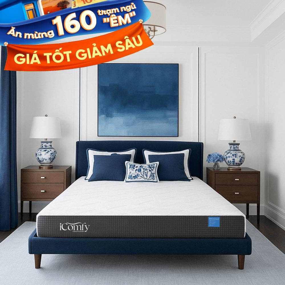 Nệm foam iComfy Coolax Plus nâng cấp làm mát dày 20cm (BST Ngủ Mát)