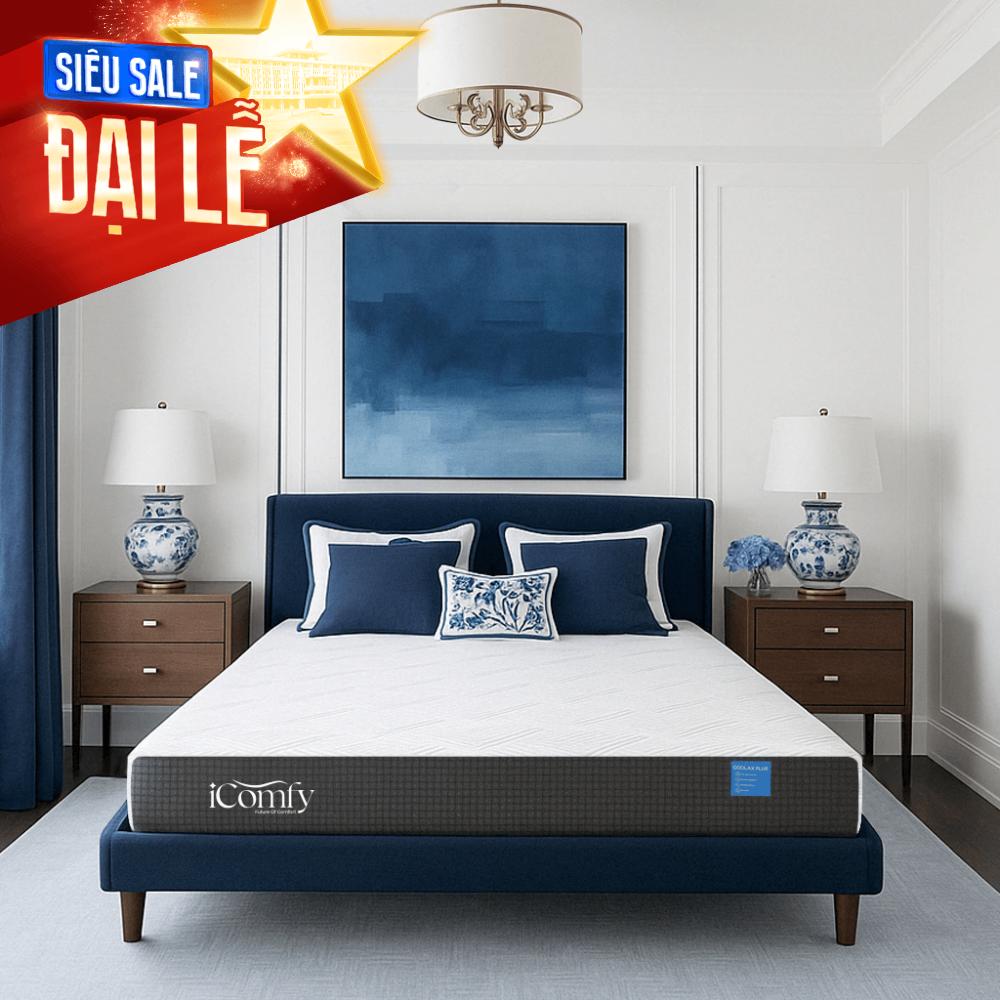 [BST Ngủ Mát] Nệm foam iComfy Coolax Plus Băng Lạnh Đa Tầng Dày 20cm
