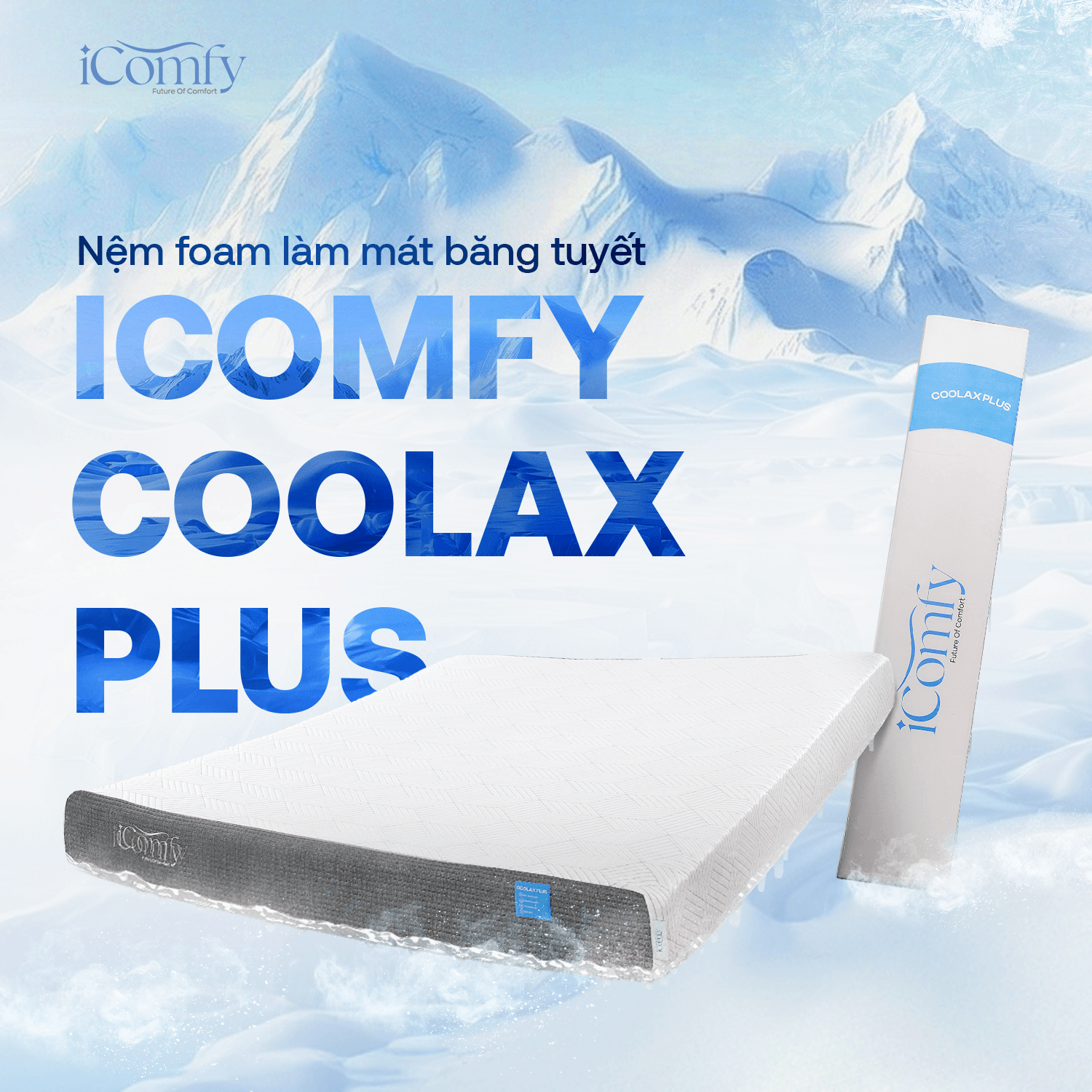 [BST Ngủ Mát] Nệm foam iComfy Coolax Plus Băng Lạnh Đa Tầng Dày 20cm