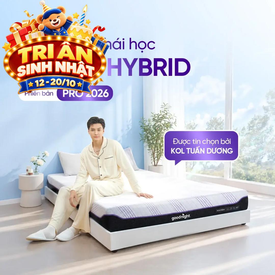 (Phiên bản Pro 2026 - x3 Kikoo) Nệm foam Goodnight Active Hybrid làm mát