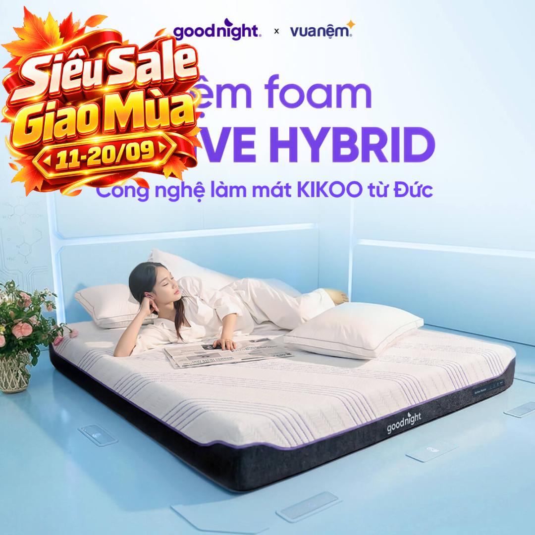 (Phiên bản 2026 - Gấp 3 Kikoo) Nệm foam Mát Lạnh Goodnight Active Hybrid