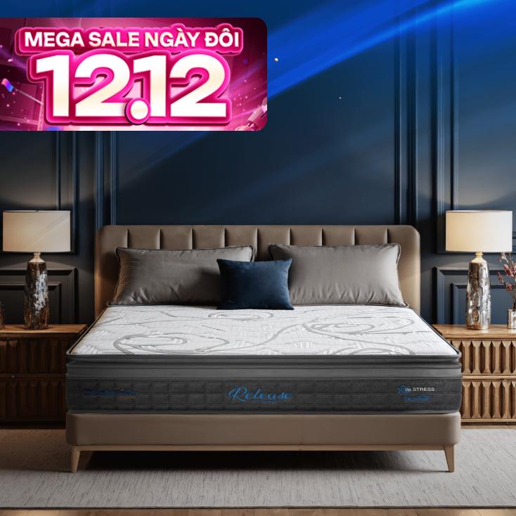 Nệm lò xo Dunlopillo de.Stress Release túi độc lập phân 5 vùng nâng đỡ chuyên sâu