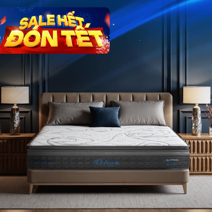 Nệm lò xo Dunlopillo de.Stress Release túi độc lập phân 5 vùng nâng đỡ chuyên sâu