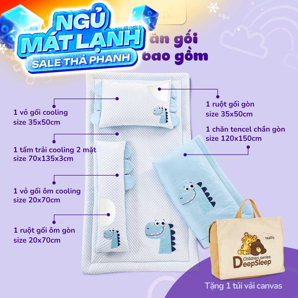 Bộ tấm trải trẻ em đi học Goodnight Deepsleep Khủng Long TC001