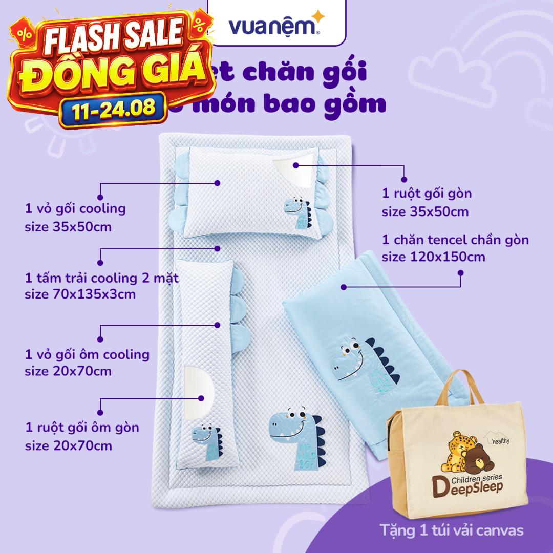 Bộ tấm trải trẻ em đi học Goodnight Deepsleep Khủng Long TC001