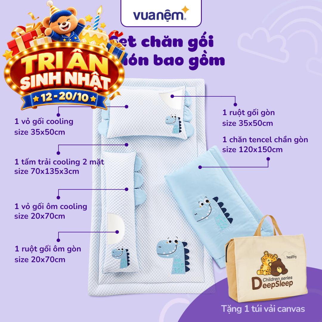 Bộ tấm trải trẻ em đi học Goodnight Deepsleep Khủng Long TC001