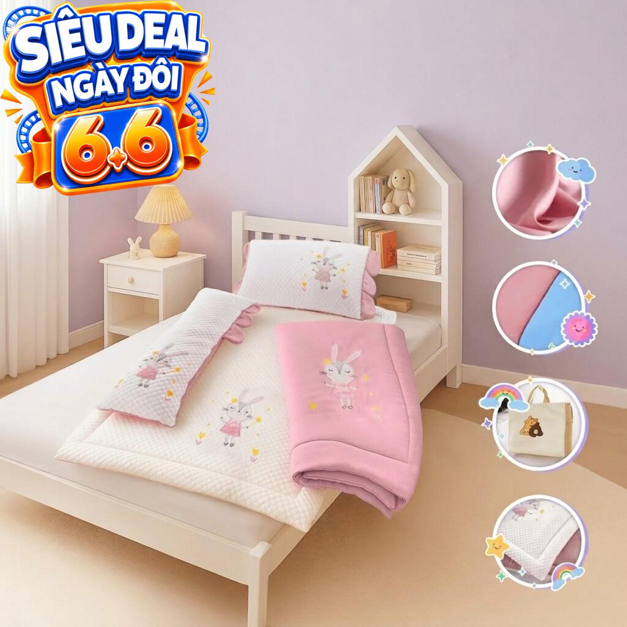 Bộ tấm trải trẻ em đi học Goodnight Deepsleep Thỏ TC002
