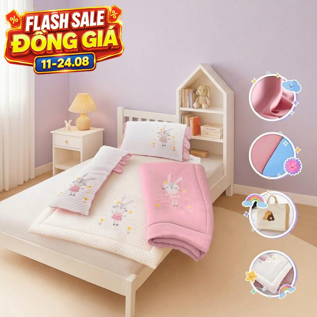 Bộ tấm trải trẻ em đi học Goodnight Deepsleep Thỏ TC002