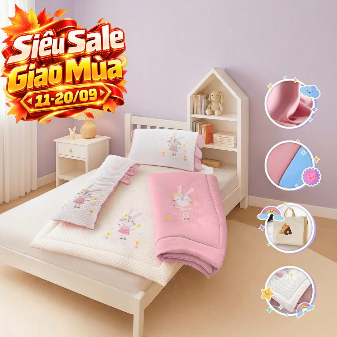 Bộ tấm trải trẻ em đi học Goodnight Deepsleep Thỏ TC002