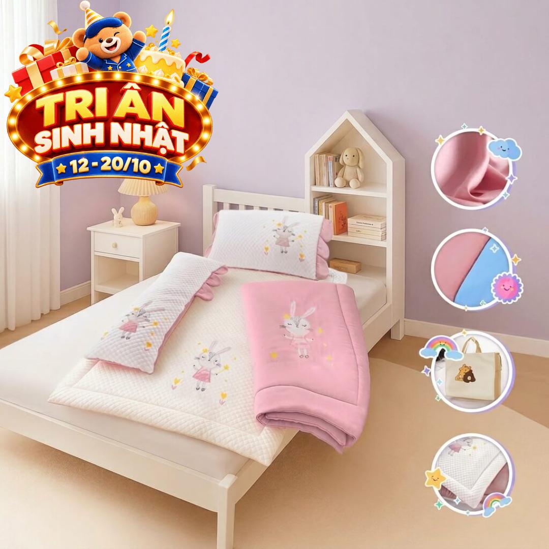Bộ tấm trải trẻ em đi học Goodnight Deepsleep Thỏ TC002