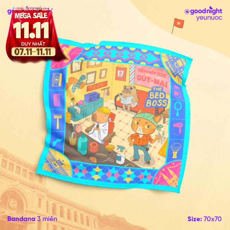 Khăn Goodnight Bandana lụa latin phiên bản linh vật