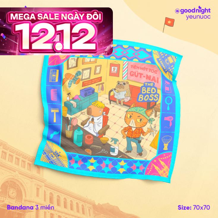 Khăn Goodnight Bandana lụa latin phiên bản linh vật