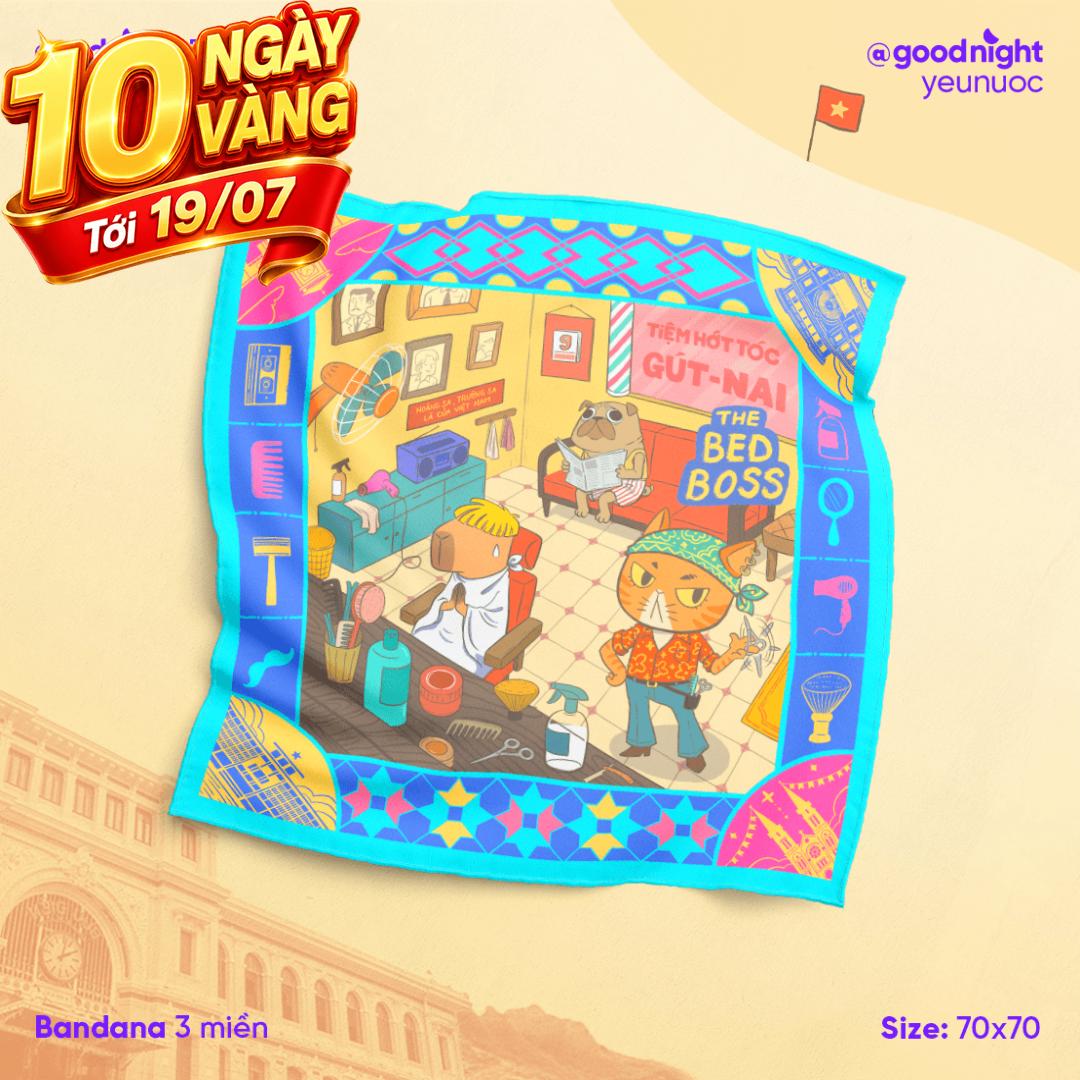Khăn Goodnight Bandana lụa latin phiên bản linh vật