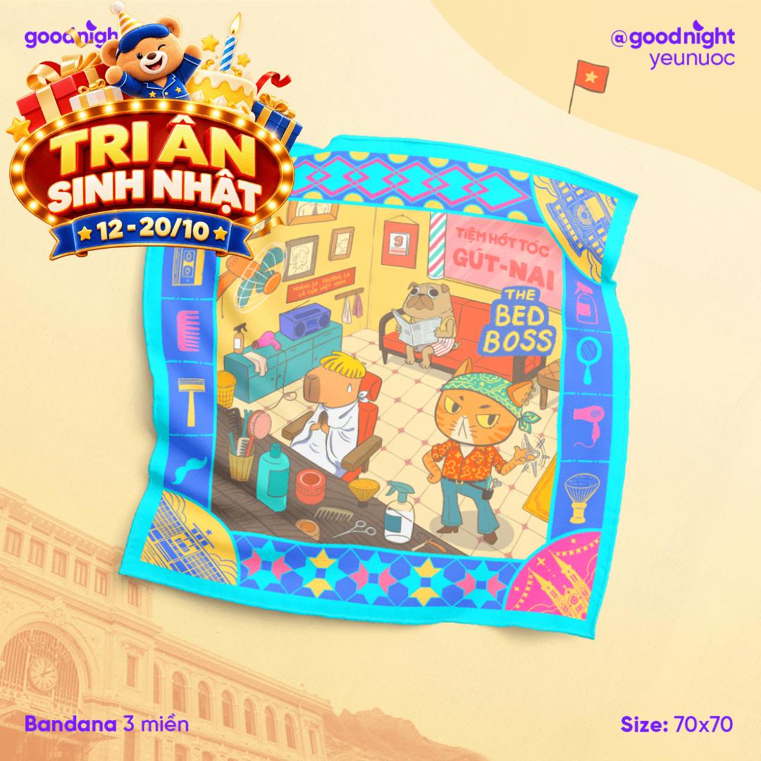 Khăn Goodnight Bandana lụa latin phiên bản linh vật