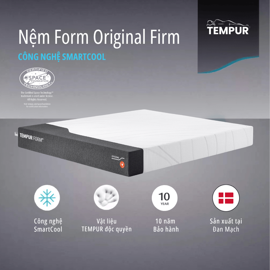 (Nhập Khẩu Đan Mạch) Nệm foam cao cấp Tempur Form Original SmartCool Firm