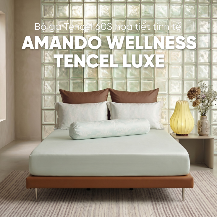 Bộ ga chun Amando Wellness Tencel Luxe Họa Tiết 4CT - Tencel 60S tinh tế