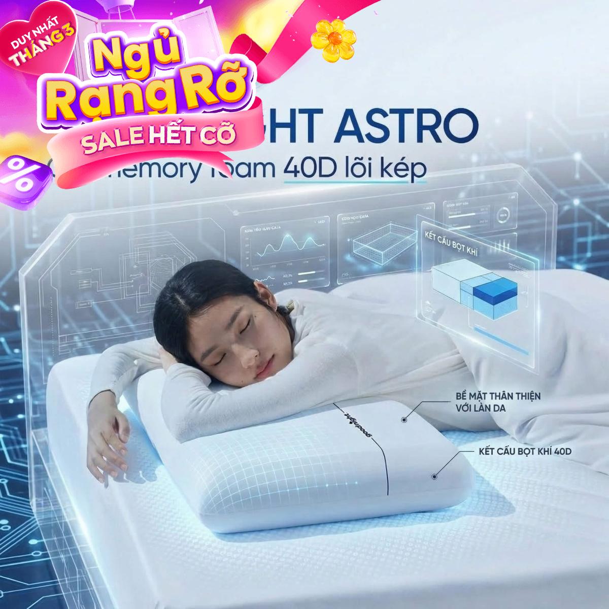 Gối ngủ sâu Memory foam 40D Goodnight Astro lõi kép