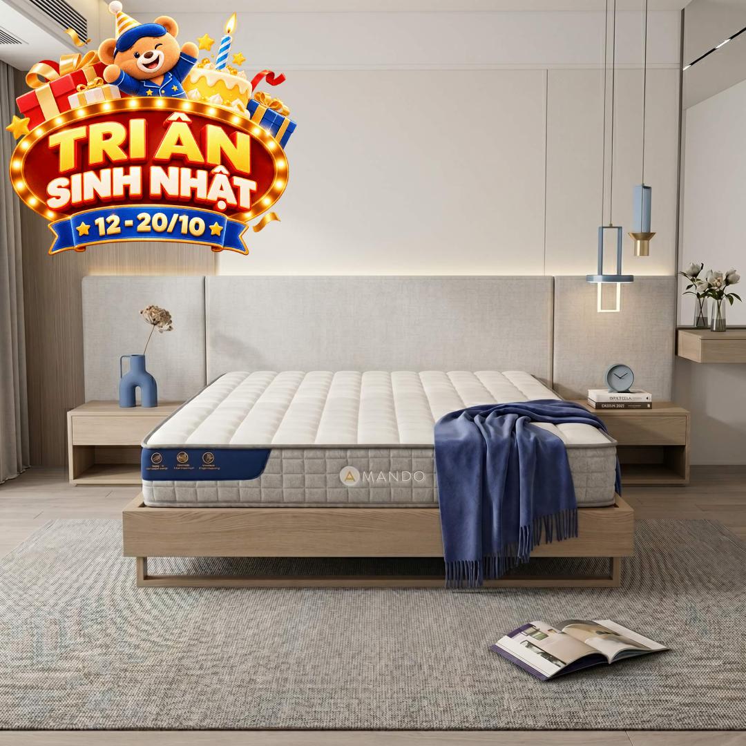 Nệm lò xo Amando Elite Flip túi độc lập thiết kế 2 mặt linh hoạt dày 24cm