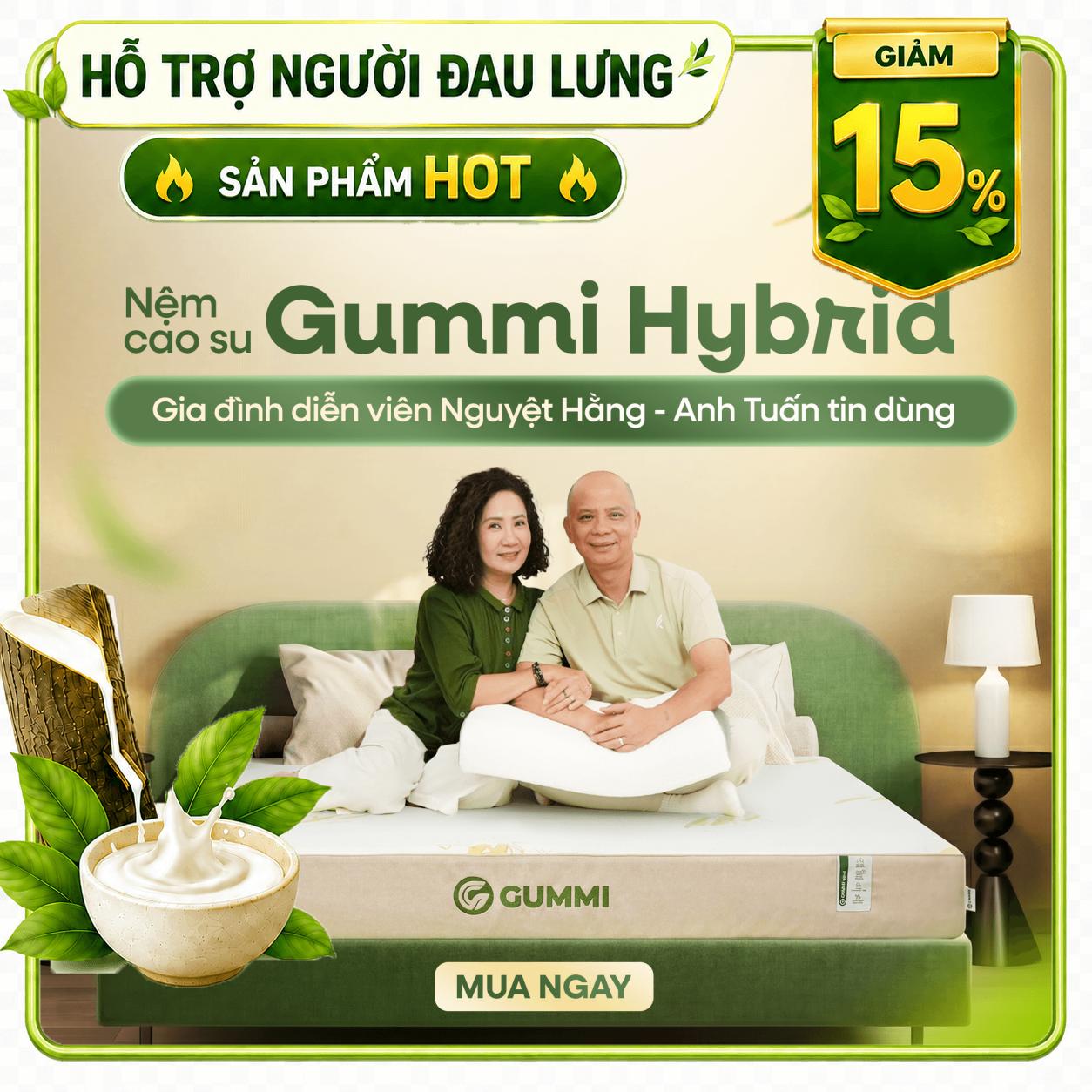 Nệm cao su Gummi Hybrid - công nghệ đa tầng, kháng khuẩn, siêu thoáng mát