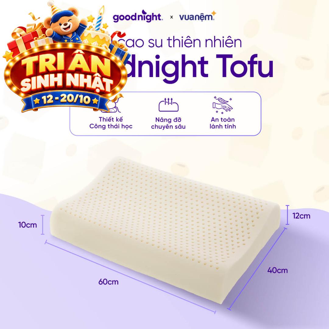 Gối cao su thiên nhiên công thái học Goodnight Tofu