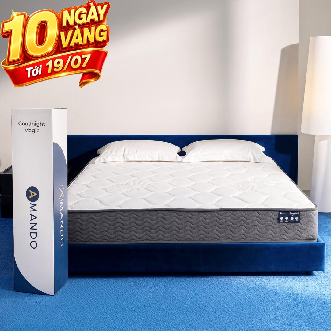 Nệm lò xo túi độc lập thế hệ mới Amando Goodnight Magic nâng đỡ êm ái 20cm