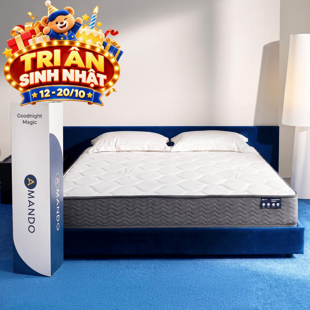 Nệm lò xo túi độc lập thế hệ mới Amando Goodnight Magic nâng đỡ êm ái 20cm