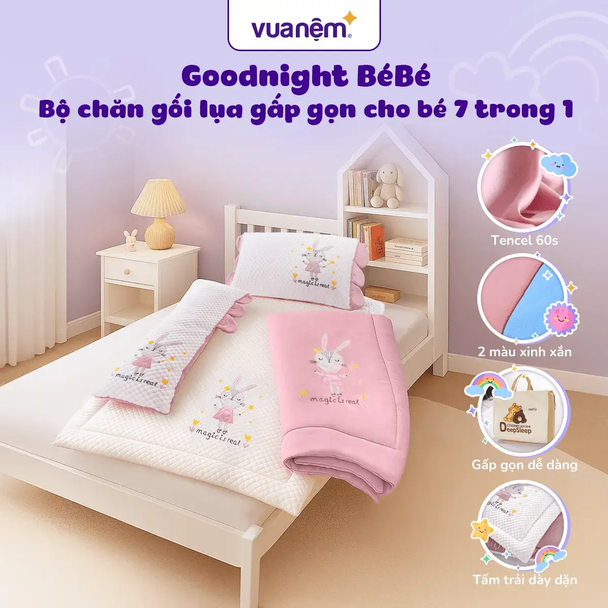 Bộ tấm trải trẻ em đi học Goodnight Goodnight Bebé